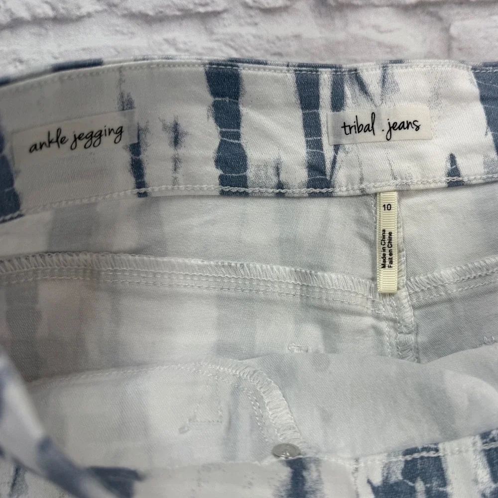 Tribal Jeans Ankle Jegging Womens 10 Slate Blue New Tie Dye Pull On 50560-1381